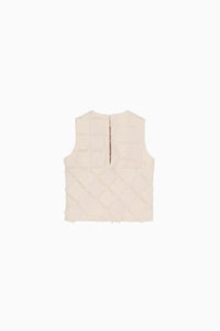 cut jacquard check blouse
