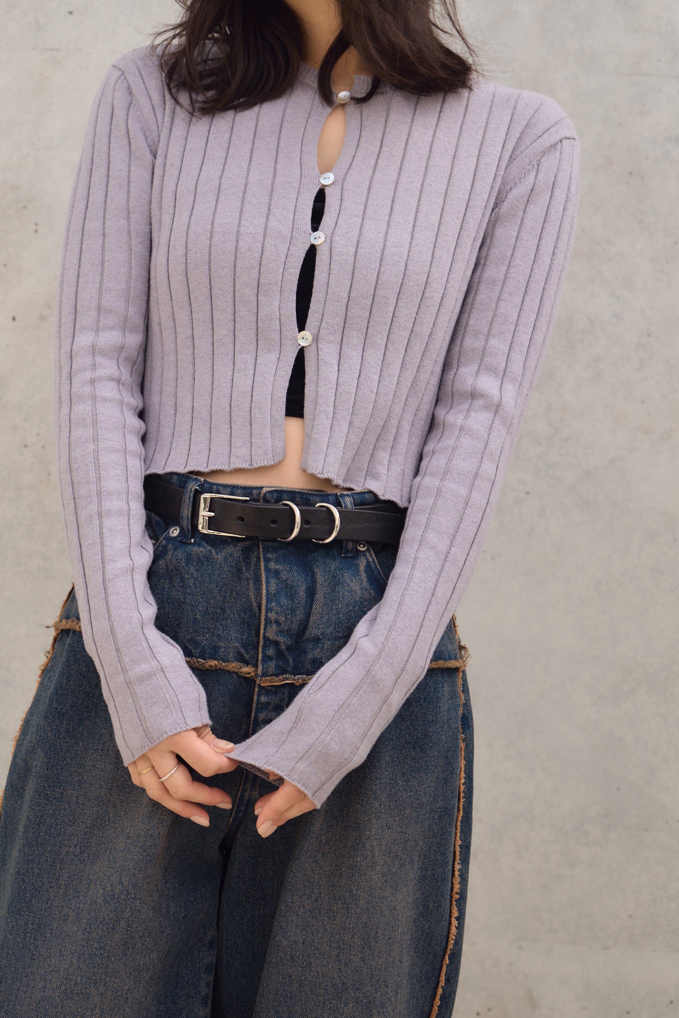 CROPPED RIB CARDIGAN