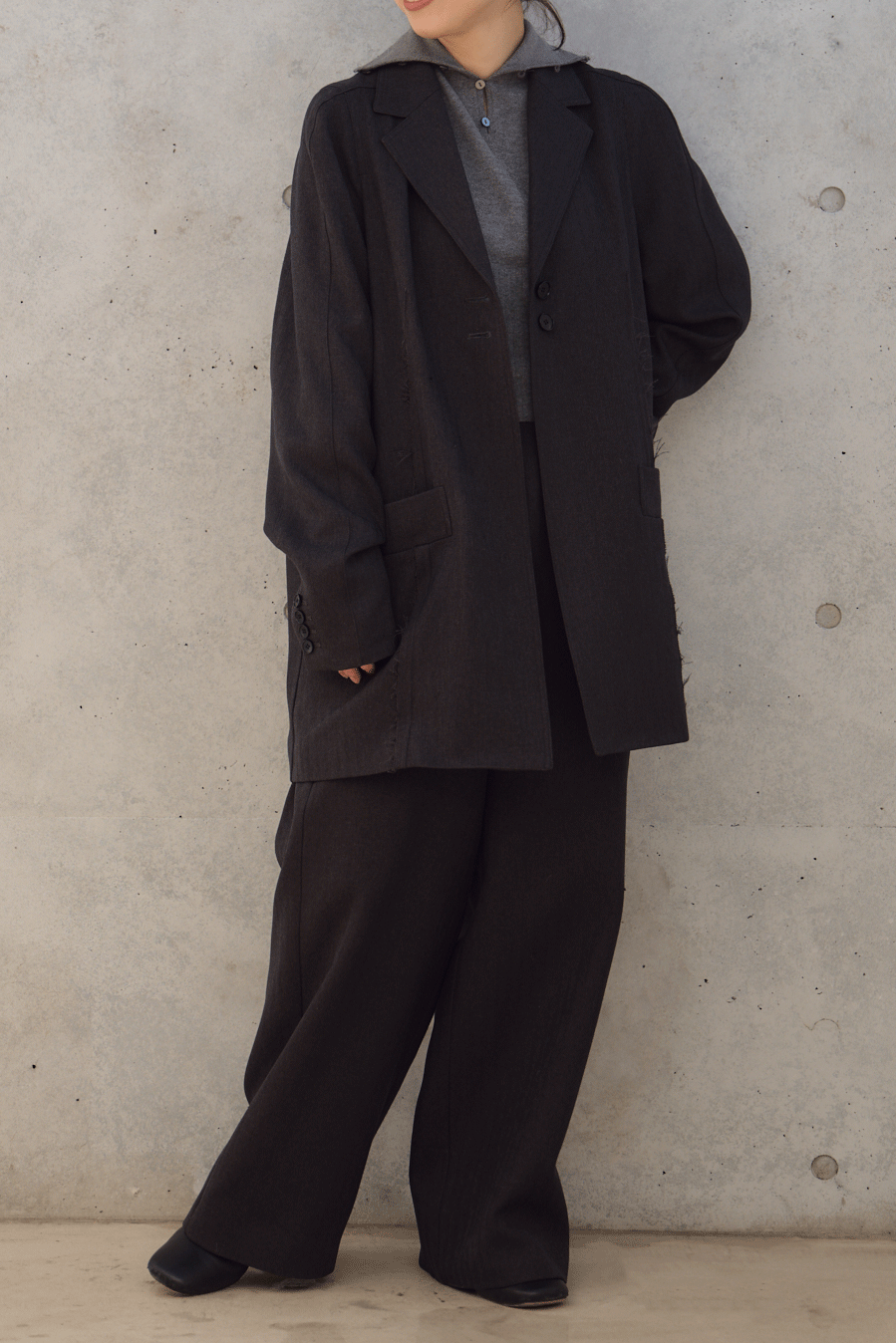 HERRINGBONE WIDE PANTS