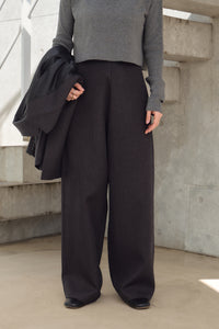 HERRINGBONE WIDE PANTS