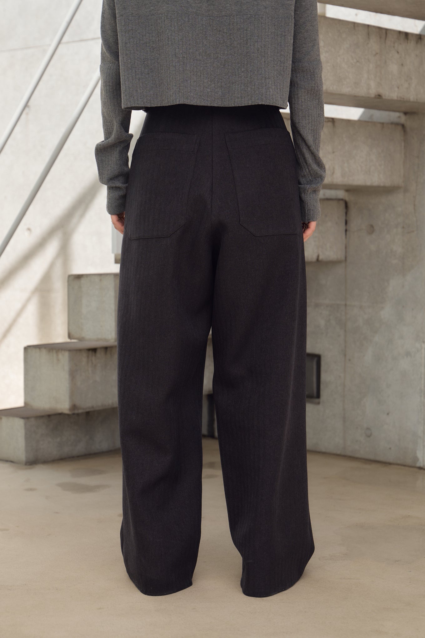 HERRINGBONE WIDE PANTS