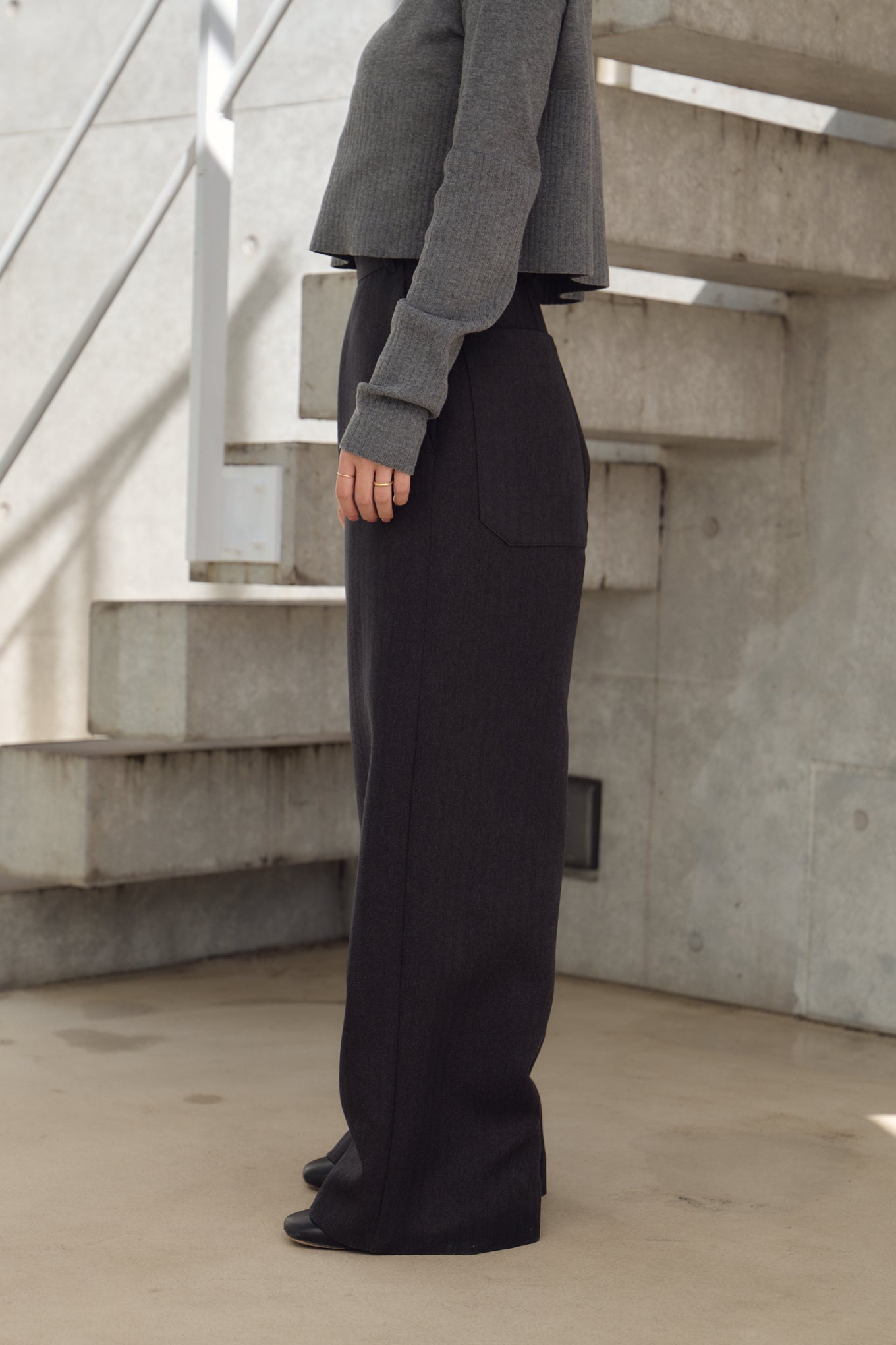 HERRINGBONE WIDE PANTS