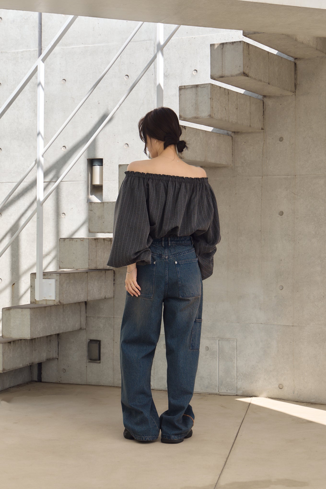 STRIPE OFF SHOULDER TOPS