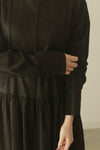 suede gather dress