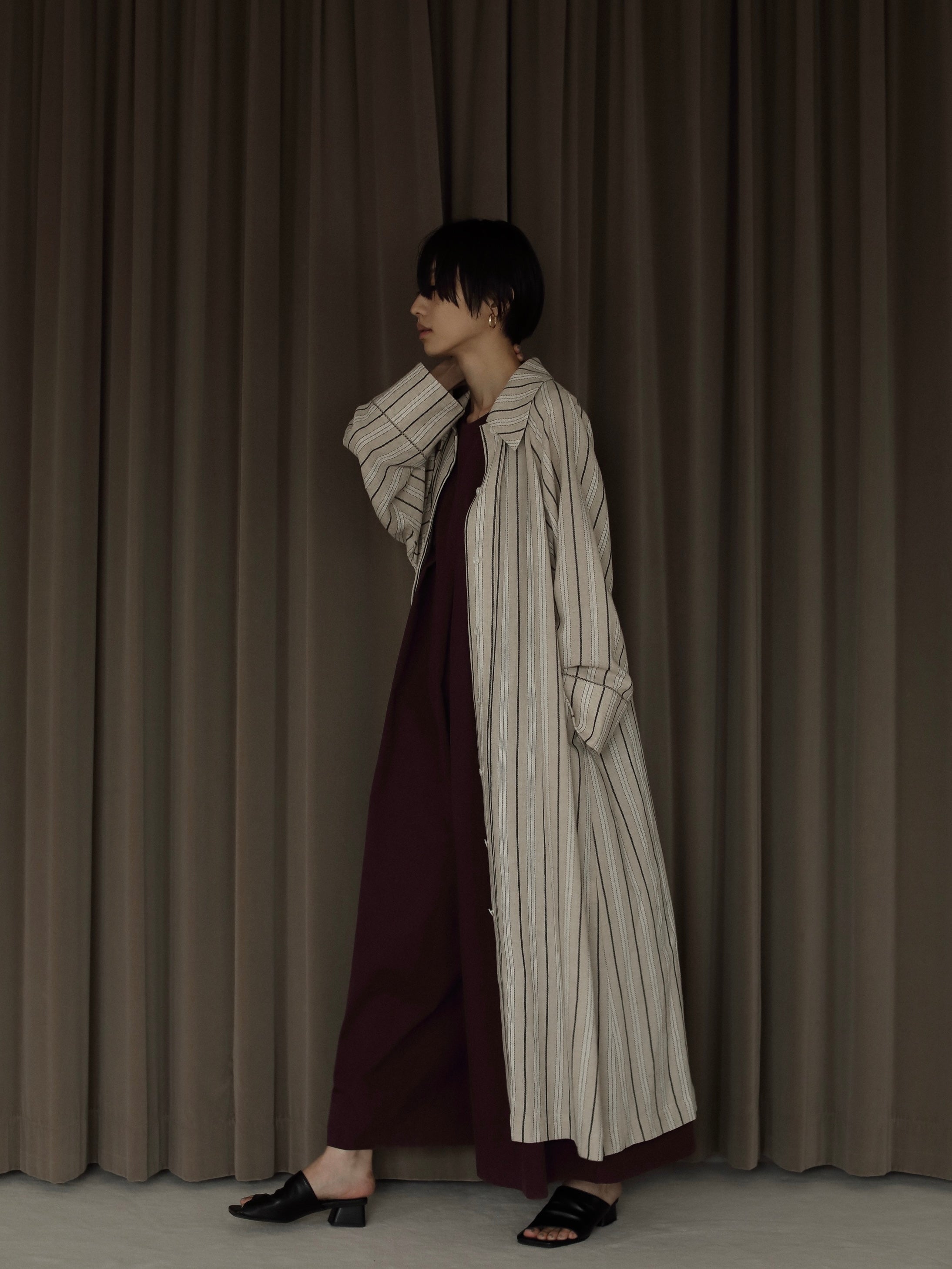 STRIPE LINEN COAT