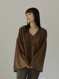 SUEDE GATHER BLOUSE