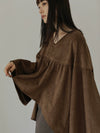 SUEDE GATHER BLOUSE