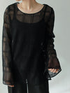 FLARE SLEEVE LACE BLOUSE