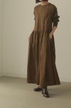 suede gather dress