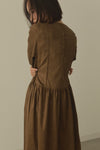 suede gather dress