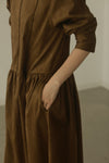 suede gather dress