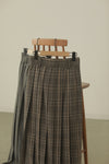 CHECK PLEATS VOLUME SKIRT