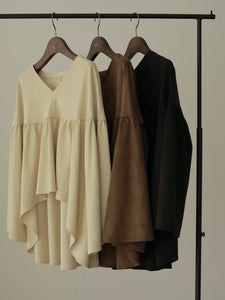 SUEDE GATHER BLOUSE