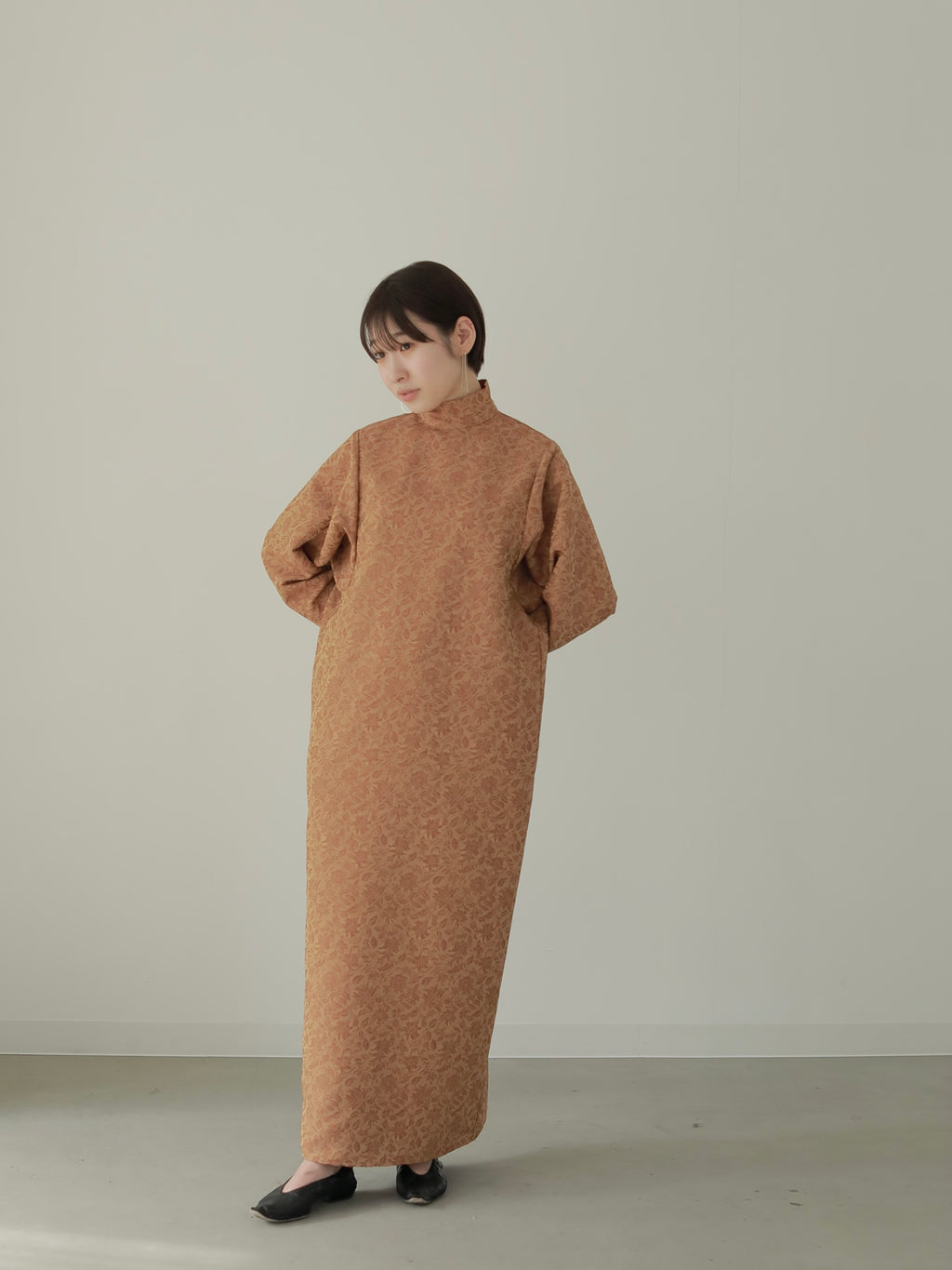 DOLMAN SLEEVE JACQUARD DRESS