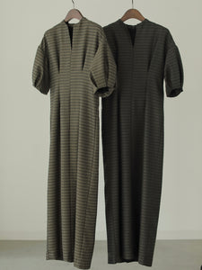 JACQURD TUCK SLEEVE DRESS